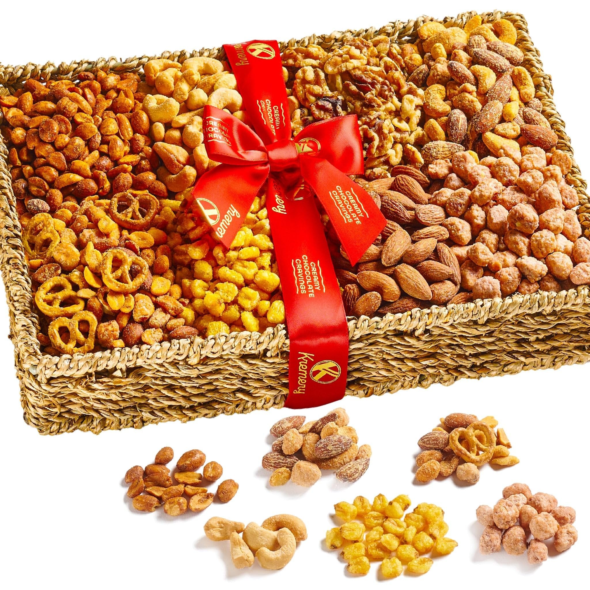 Mixed Nuts Gift Basket in Seagrass Tray