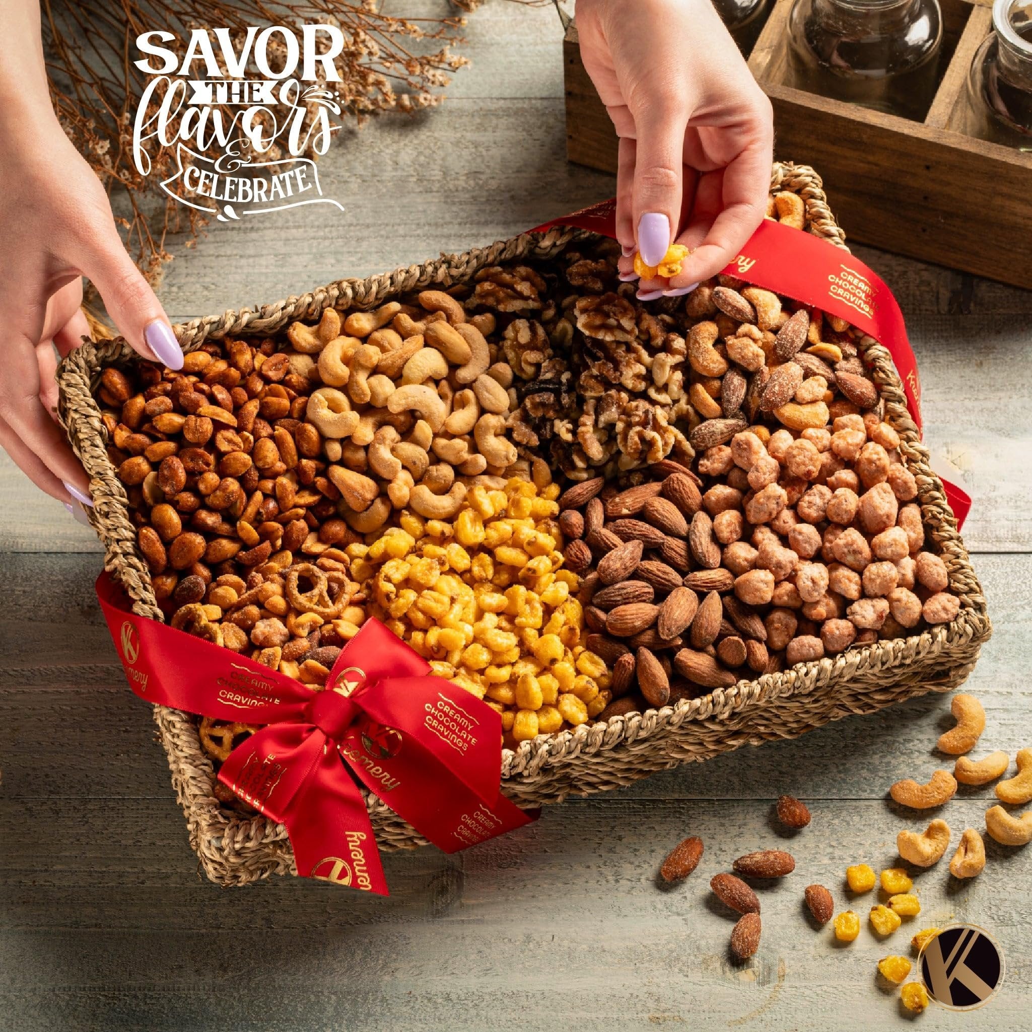 Mixed Nuts Gift Basket in Seagrass Tray