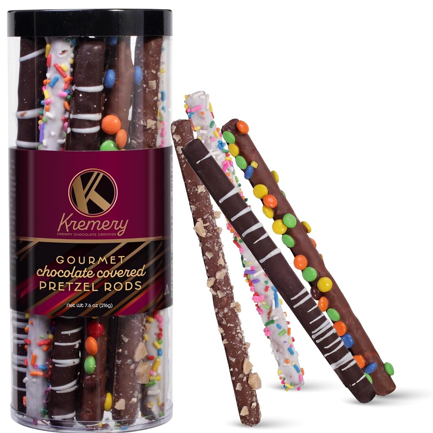 Dark Milk Chocolate Covered Pretzel Rods in Clear Tube (8 Count)